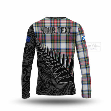 Dennistoun Crest Tartan Long Sleeve T-Shirt with New Zealand Silver Fern Half Style - Tartan Vibes Clothing