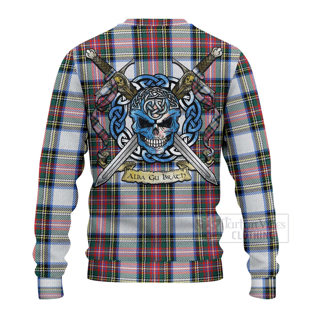 Dennistoun Tartan Ugly Sweater with Family Crest Celtic Skull Style - Tartan Vibes Clothing