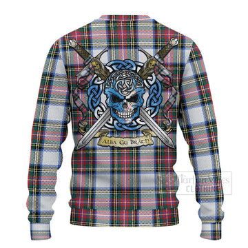 Dennistoun Tartan Ugly Sweater with Family Crest Celtic Skull Style - Tartan Vibes Clothing