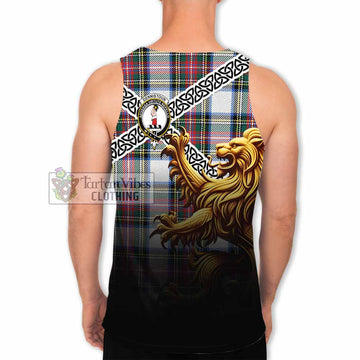 Dennistoun Crest Tartan Men's Tank Top with Golden Lion Emblem Celtic Style - Tartan Vibes Clothing