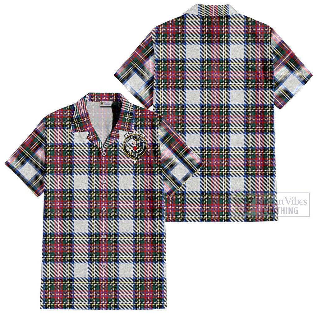 Dennistoun Tartan Cotton Hawaiian Shirt with Family Crest - Tartan Vibes Clothing