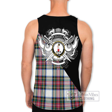 Dennistoun Tartan Men's Tank Top with Family Crest and Military Logo Style - Tartan Vibes Clothing