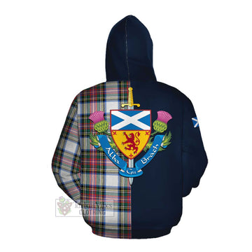 Dennistoun Tartan Cotton Hoodie Alba with Scottish Lion Royal Arm Half Style Pullover Hoodie - Tartan Vibes Clothing