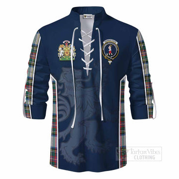 Dennistoun Tartan Ghillie Kilt Shirt with Family Crest and Lion Rampant Vibes Sport Style - Tartan Vibes Clothing