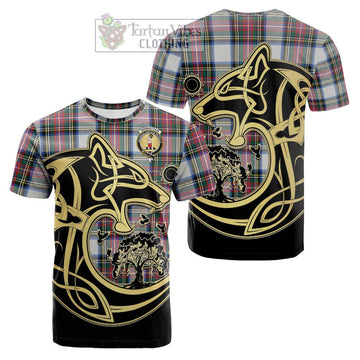 Dennistoun Tartan Cotton T-shirt with Family Crest Celtic Wolf Style Kid's Shirt - Tartan Vibes Clothing
