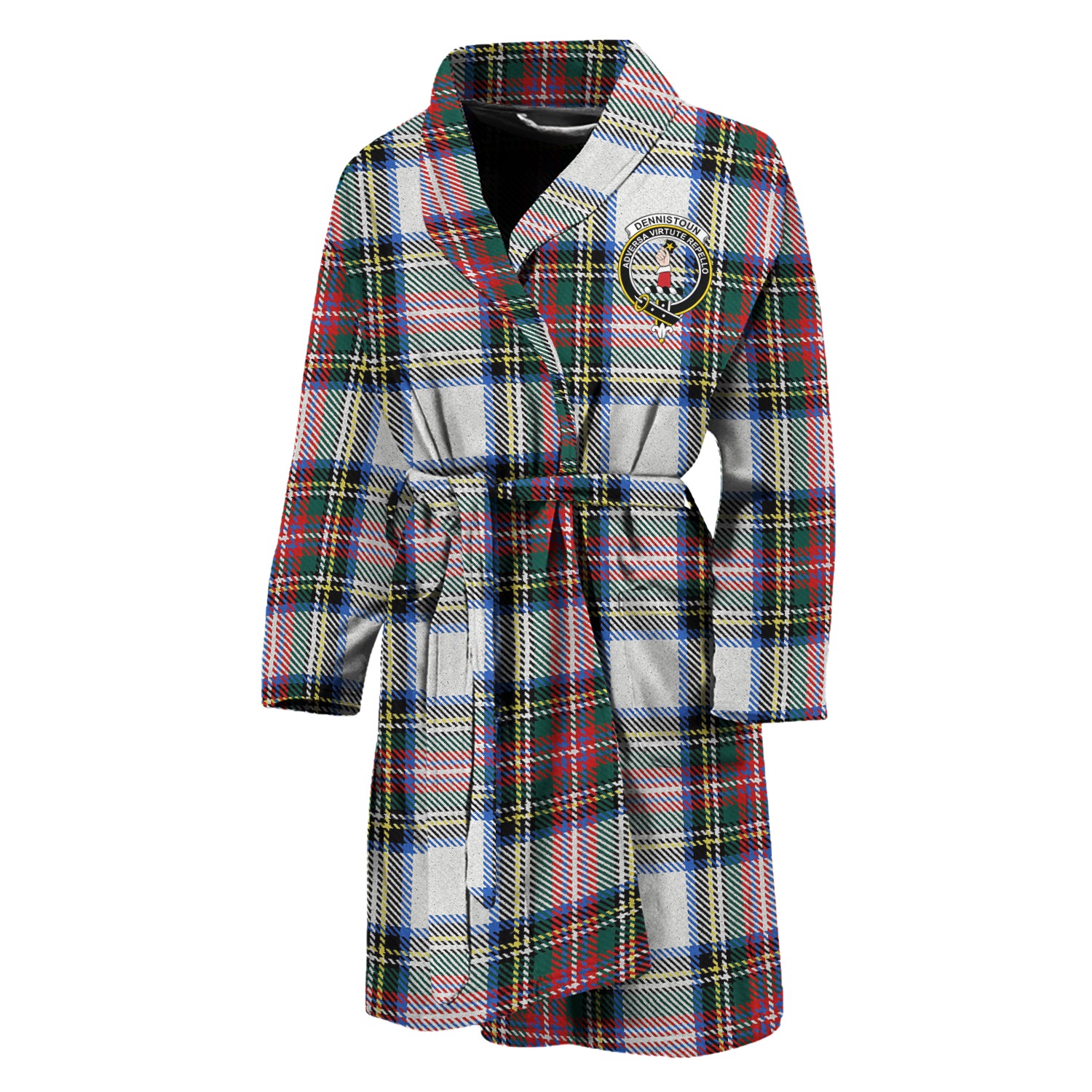 Dennistoun Tartan Bathrobe with Family Crest Unisex M - Tartan Vibes Clothing