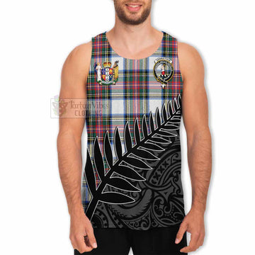 Dennistoun Crest Tartan Men's Tank Top with New Zealand Silver Fern Half Style - Tartan Vibes Clothing