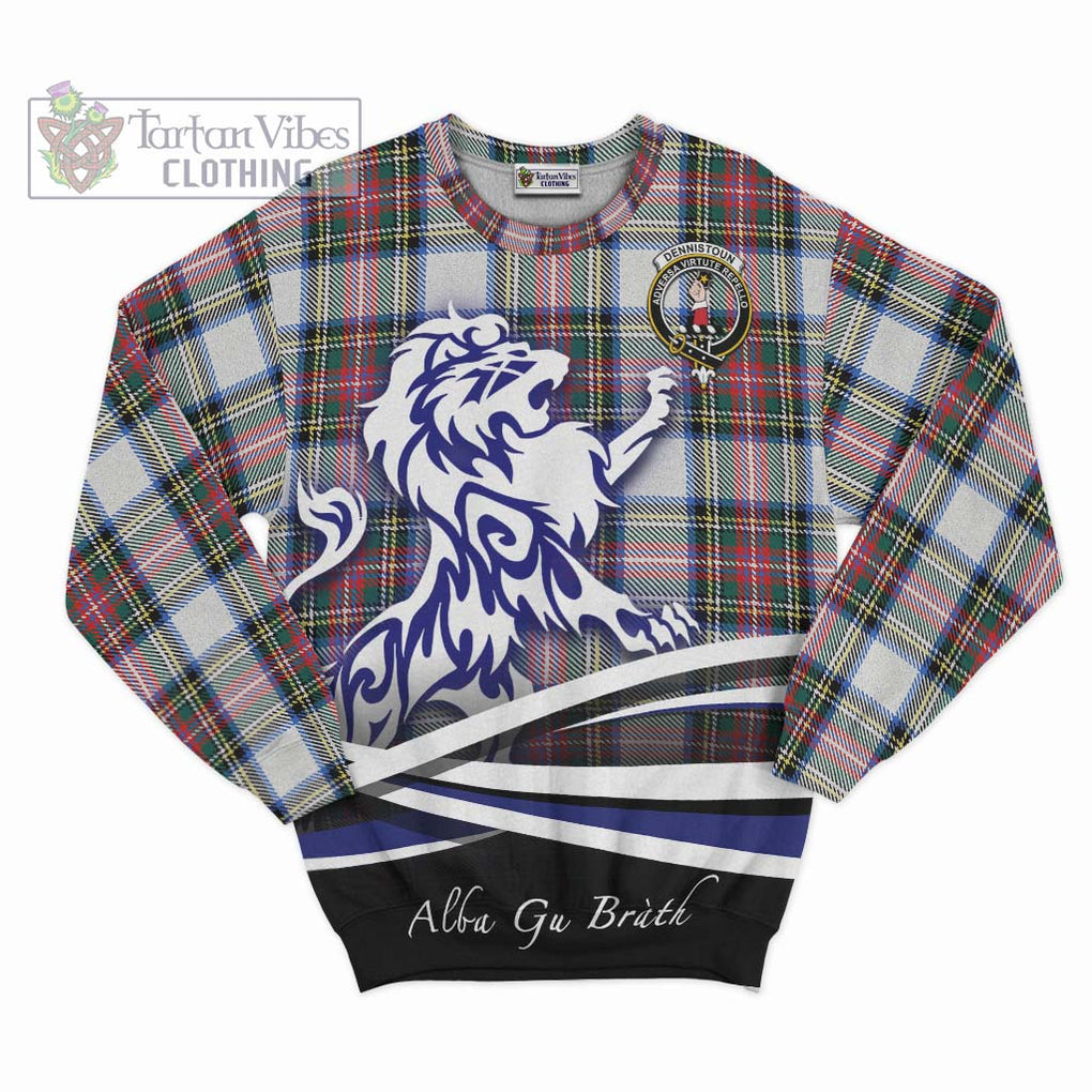 Dennistoun Tartan Sweatshirt with Alba Gu Brath Regal Lion Emblem - Tartan Vibes Clothing