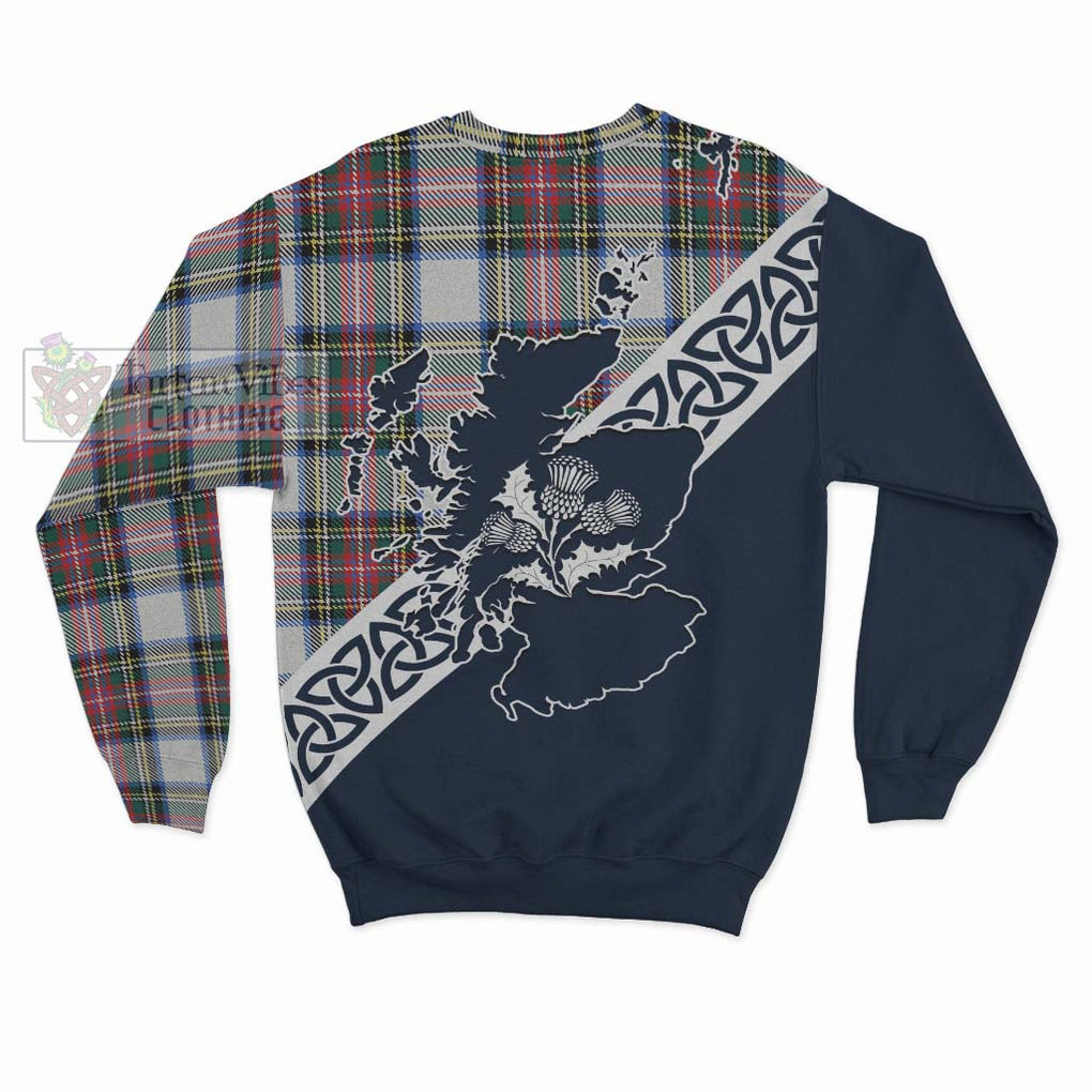 Dennistoun Tartan Sweatshirt Featuring Thistle and Scotland Map - Tartan Vibes Clothing