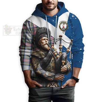 Dennistoun Tartan Hoodie with Family Crest Scottish Bagpiper Vibes - Tartan Vibes Clothing