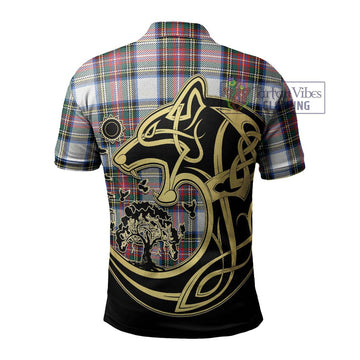 Dennistoun Tartan Polo Shirt with Family Crest Celtic Wolf Style - Tartan Vibes Clothing