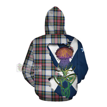 Tartan Vibes Clothing Dennistoun Tartan Family Crest Cotton Hoodie Scottish Thistle Celtic Inspired