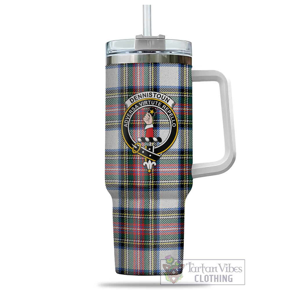 Dennistoun Tartan Tumbler with Handle with Family Crest - Tartan Vibes Clothing