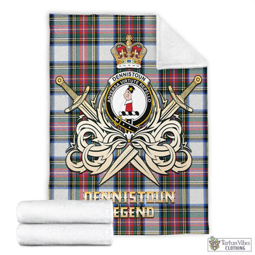 Dennistoun Tartan Blanket with Clan Crest and the Golden Sword of Courageous Legacy - Tartan Vibes Clothing