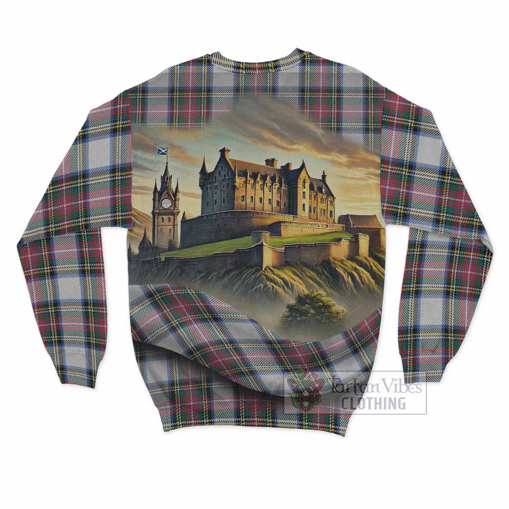 Dennistoun Tartan Family Crest Sweatshirt with Scottish Ancient Castle Style - Tartan Vibes Clothing