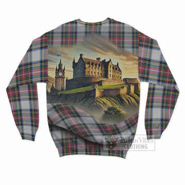 Dennistoun Tartan Family Crest Sweatshirt with Scottish Ancient Castle Style - Tartan Vibes Clothing