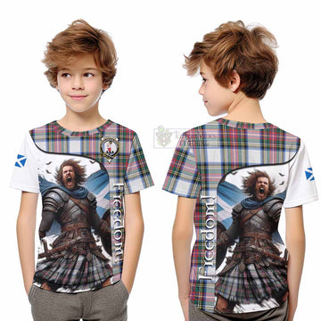 Tartan Vibes Clothing Dennistoun Crest Tartan Kid T-Shirt Inspired by the Freedom of Scottish Warrior