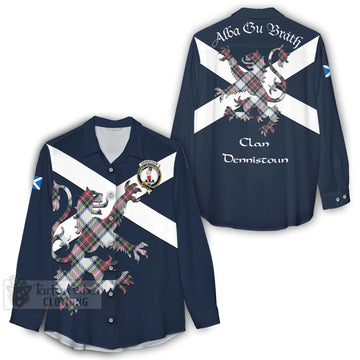 Dennistoun Tartan Lion Rampant Women's Casual Shirt Proudly Display Your Heritage with Alba Gu Brath and Clan Name - Tartan Vibes Clothing