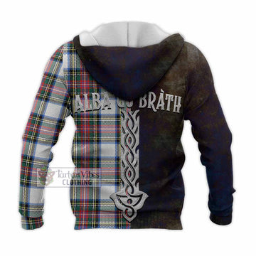 Dennistoun Tartan Family Crest Knitted Hoodie Alba Gu Brath Be Brave Lion Ancient Style - Tartan Vibes Clothing