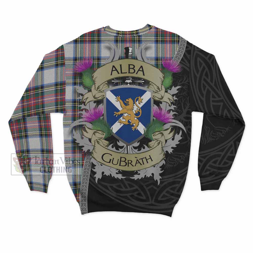 Dennistoun Tartan Family Crest Sweatshirt Lion Rampant Royal Thistle Shield Celtic Inspired - Tartan Vibes Clothing