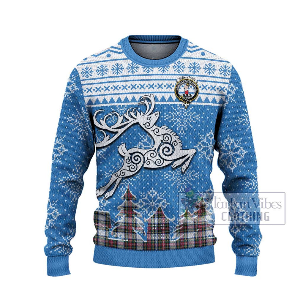 Dennistoun Clan Christmas Ugly Sweater Celtic Reindeer Style - Tartan Vibes Clothing