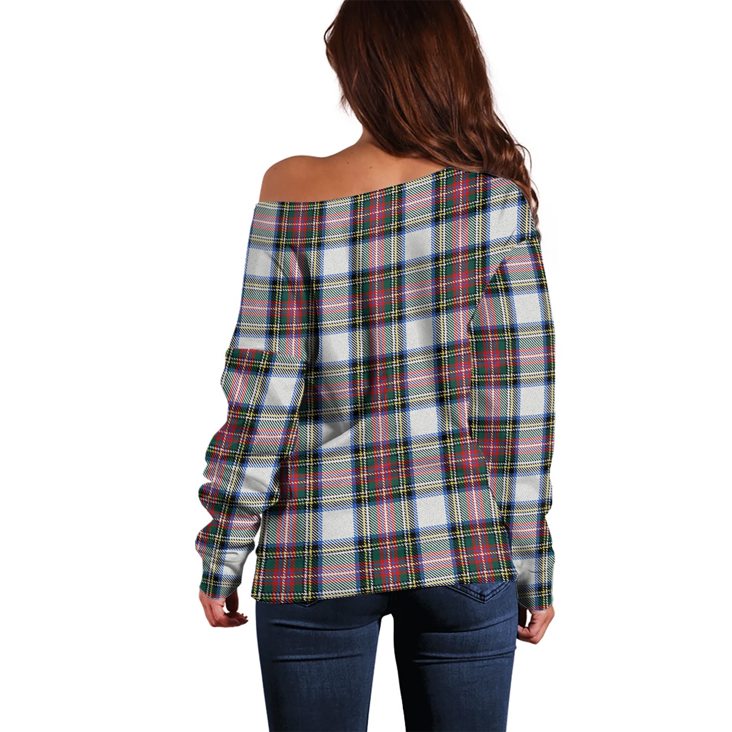 Dennistoun Tartan Off Shoulder Women Sweater - Tartan Vibes Clothing