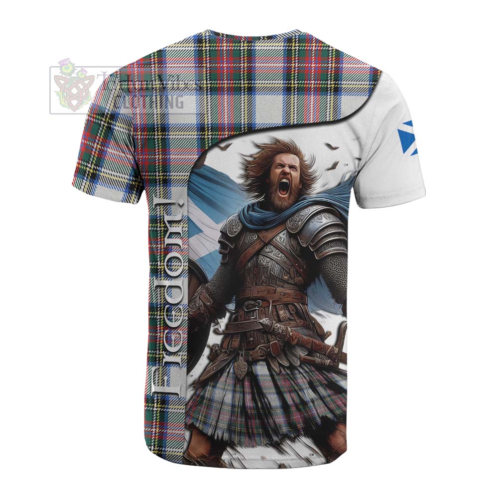 Tartan Vibes Clothing Dennistoun Crest Tartan Cotton T-shirt Inspired by the Freedom of Scottish Warrior
