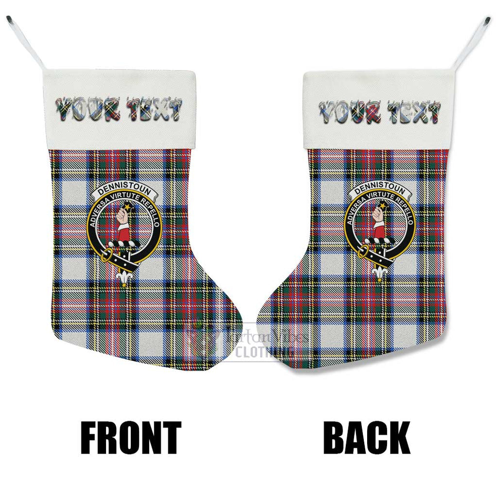 Dennistoun Tartan Family Crest Christmas Stocking with Personalized Text - Tartan Vibes Clothing