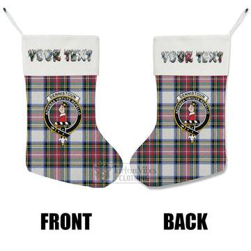 Dennistoun Tartan Family Crest Christmas Stocking with Personalized Text - Tartan Vibes Clothing