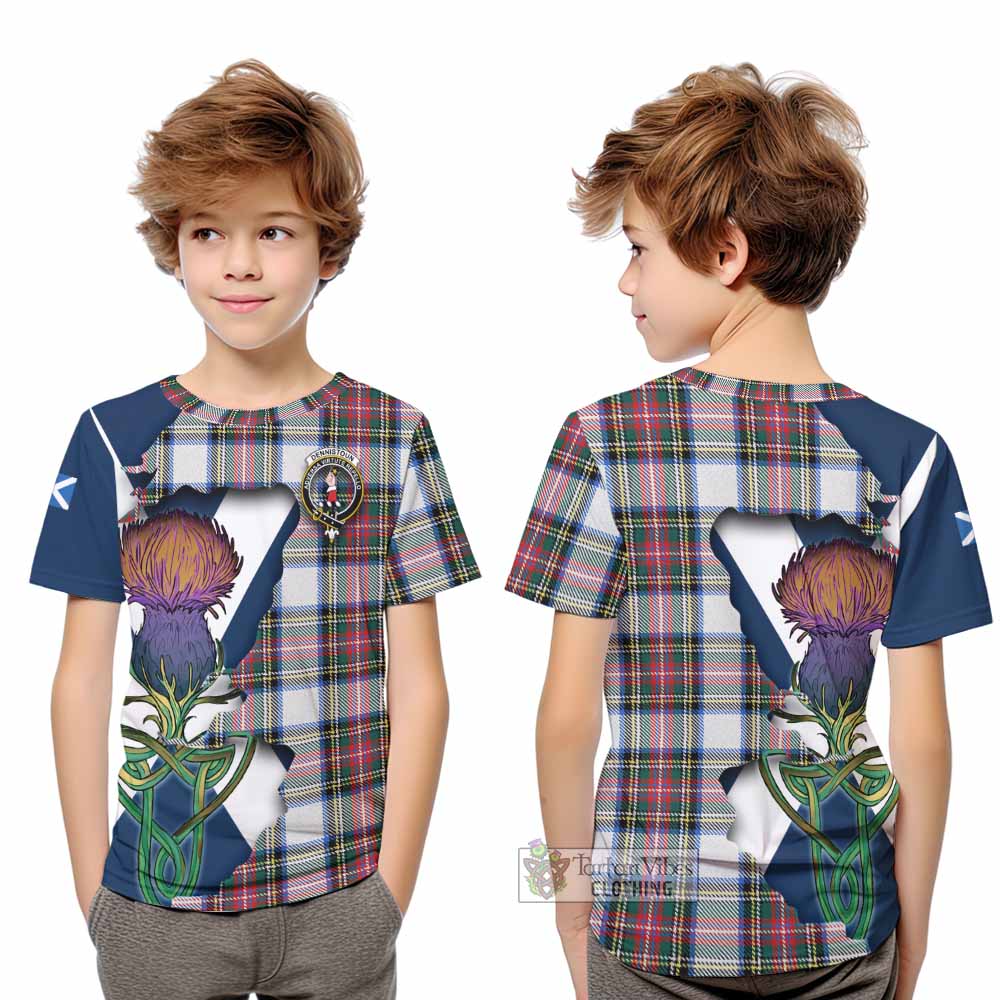 Dennistoun Tartan Family Crest Kid T-Shirt Scottish Thistle Celtic Inspired - Tartan Vibes Clothing