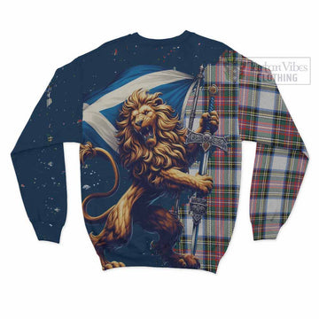 Dennistoun Tartan Family Crest Sweatshirt with Scottish Majestic Lion - Tartan Vibes Clothing