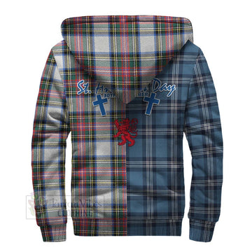 Dennistoun Tartan Sherpa Hoodie Happy St. Andrew's Day Half Tartan Style - Tartan Vibes Clothing