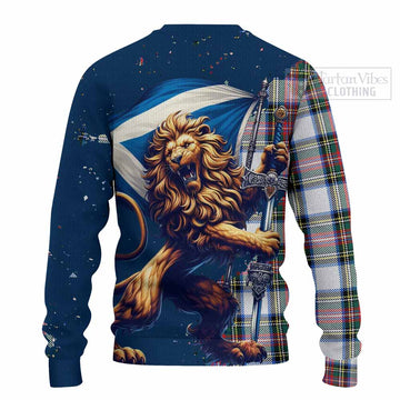 Dennistoun Tartan Family Crest Knitted Sweater with Scottish Majestic Lion - Tartan Vibes Clothing