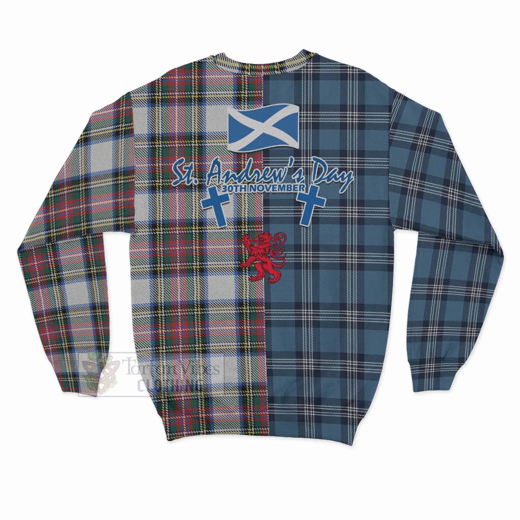 Dennistoun Tartan Sweatshirt Happy St. Andrew's Day Half Tartan Style - Tartan Vibes Clothing