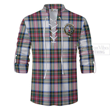 Dennistoun Tartan Ghillie Kilt Shirt with Family Crest Celtic Skull Style - Tartan Vibes Clothing