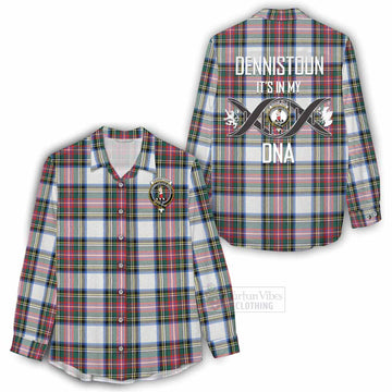 Dennistoun Tartan Women's Casual Shirt with Family Crest DNA In Me Style - Tartan Vibes Clothing