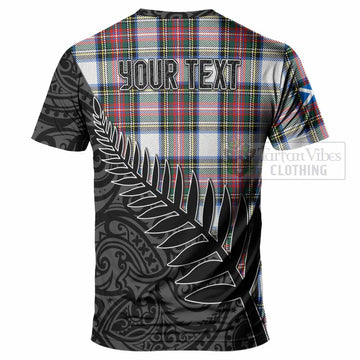Dennistoun Crest Tartan T-Shirt with New Zealand Silver Fern Half Style - Tartan Vibes Clothing