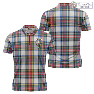 Dennistoun Tartan Zipper Polo Shirt with Family Crest