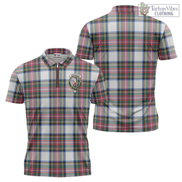 Tartan Vibes Clothing Dennistoun Tartan Zipper Polo Shirt with Family Crest