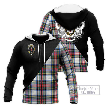 Dennistoun Tartan Knitted Hoodie with Family Crest and Military Logo Style Unisex Knitted Zip Hoodie - Tartan Vibes Clothing