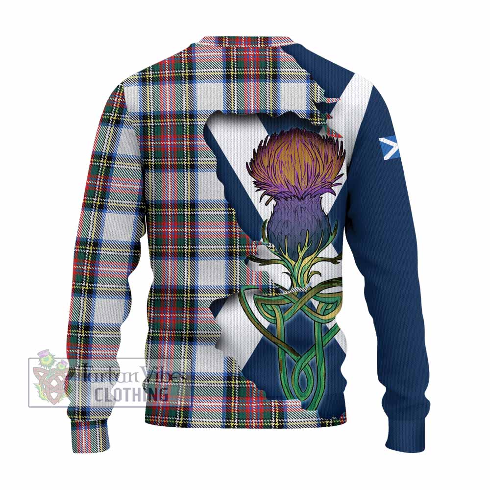 Dennistoun Tartan Family Crest Knitted Sweater Scottish Thistle Celtic Inspired - Tartan Vibes Clothing