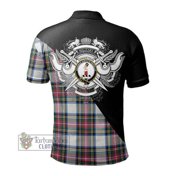 Dennistoun Tartan Polo Shirt with Family Crest and Military Logo Style - Tartan Vibes Clothing