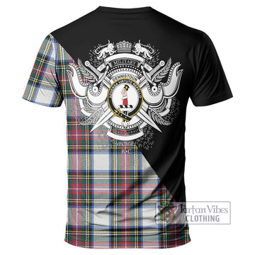 Dennistoun Tartan T-Shirt with Family Crest and Military Logo Style - Tartan Vibes Clothing