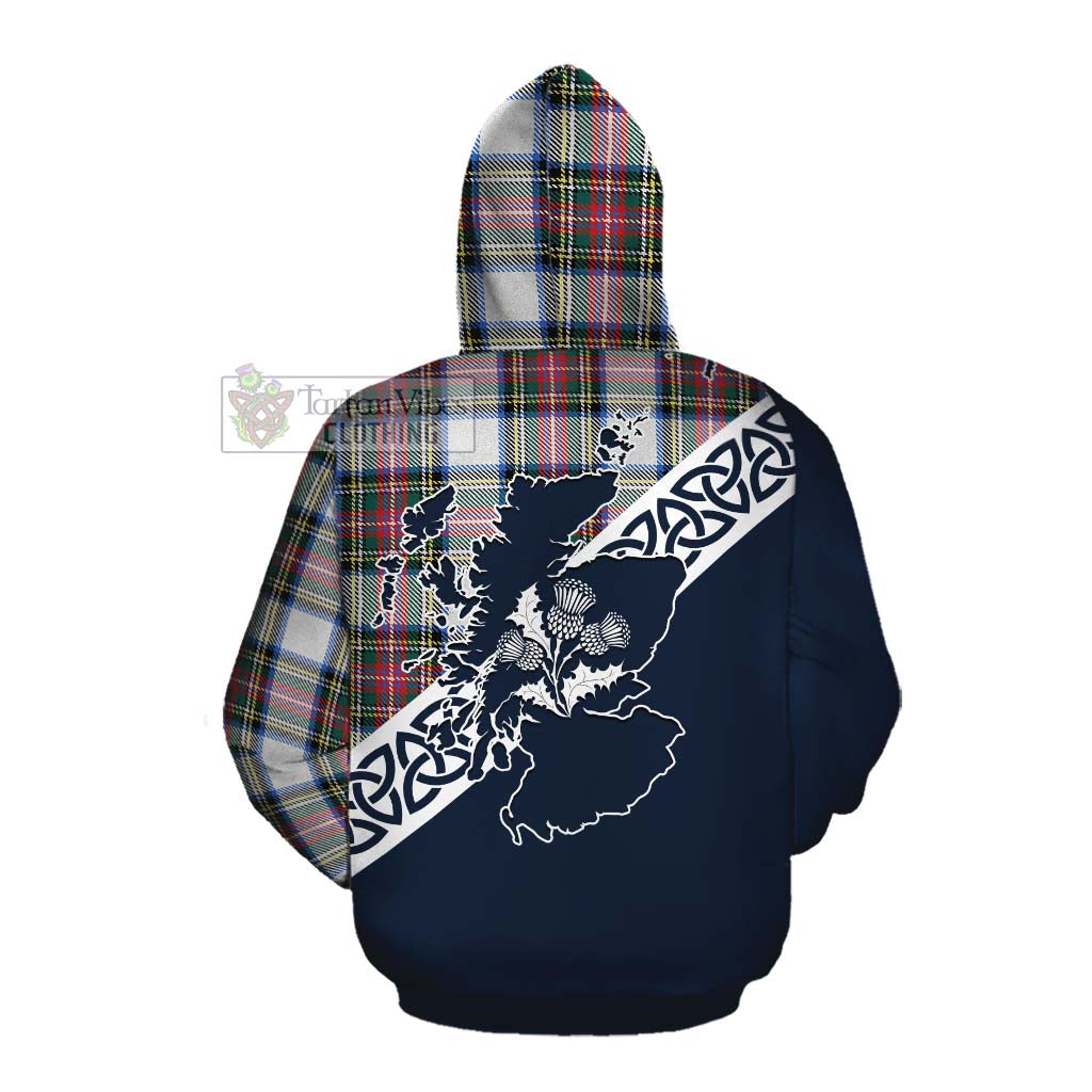 Dennistoun Tartan Cotton Hoodie Featuring Thistle and Scotland Map Pullover Hoodie - Tartan Vibes Clothing