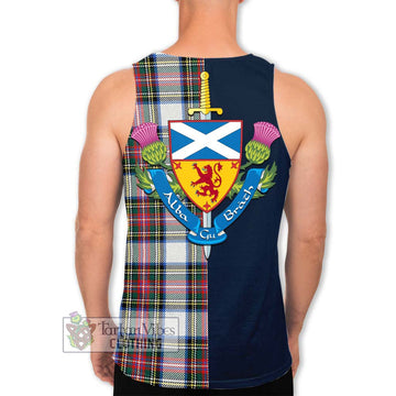 Dennistoun Tartan Men's Tank Top Alba with Scottish Lion Royal Arm Half Style - Tartan Vibes Clothing