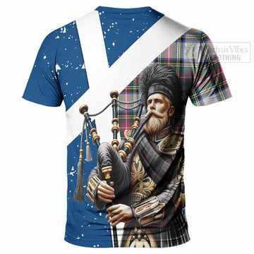 Dennistoun Tartan T-Shirt with Family Crest Scottish Bagpiper Vibes - Tartan Vibes Clothing