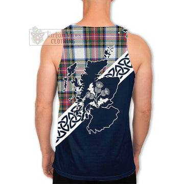 Dennistoun Tartan Men's Tank Top Featuring Thistle and Scotland Map - Tartan Vibes Clothing