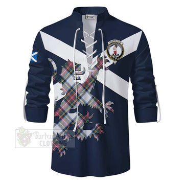 Dennistoun Tartan Lion Rampant Ghillie Kilt Shirt Proudly Display Your Heritage with Alba Gu Brath and Clan Name - Tartan Vibes Clothing
