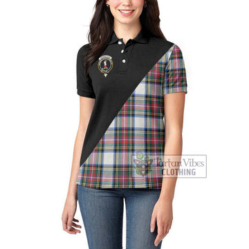 Dennistoun Tartan Women's Polo Shirt with Family Crest and Military Logo Style - Tartan Vibes Clothing