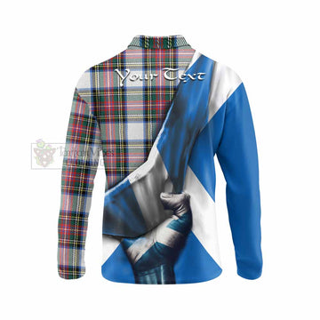 Dennistoun Tartan Long Sleeve Polo Shirt with Family Crest Scotland Patriotic Style - Tartan Vibes Clothing